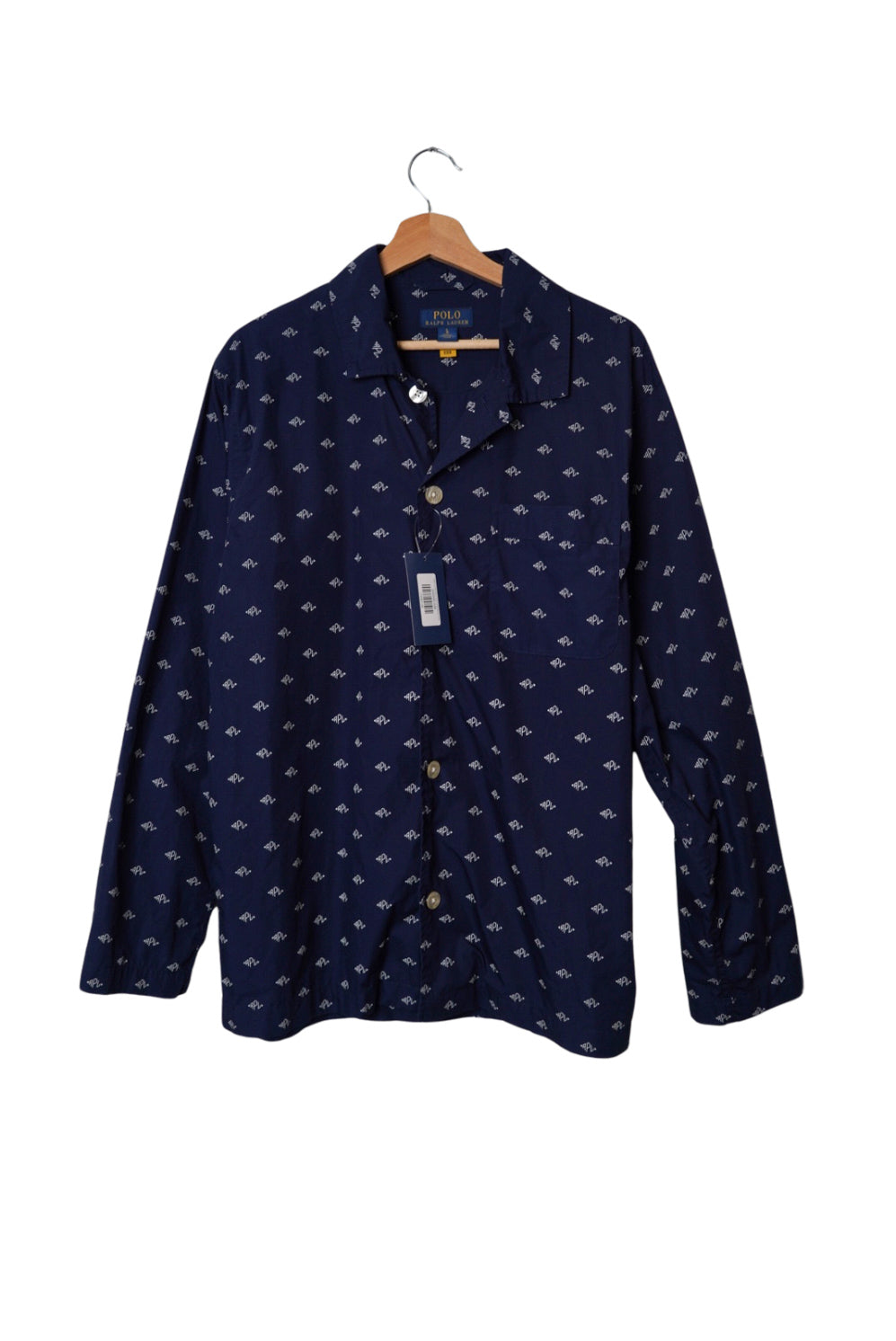 Ralph Lauren Navy Crest White Button Shirt