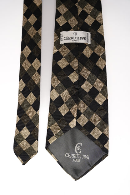 Cerruti Paris Grüne und dunkle quadratische Vintage-Krawatte