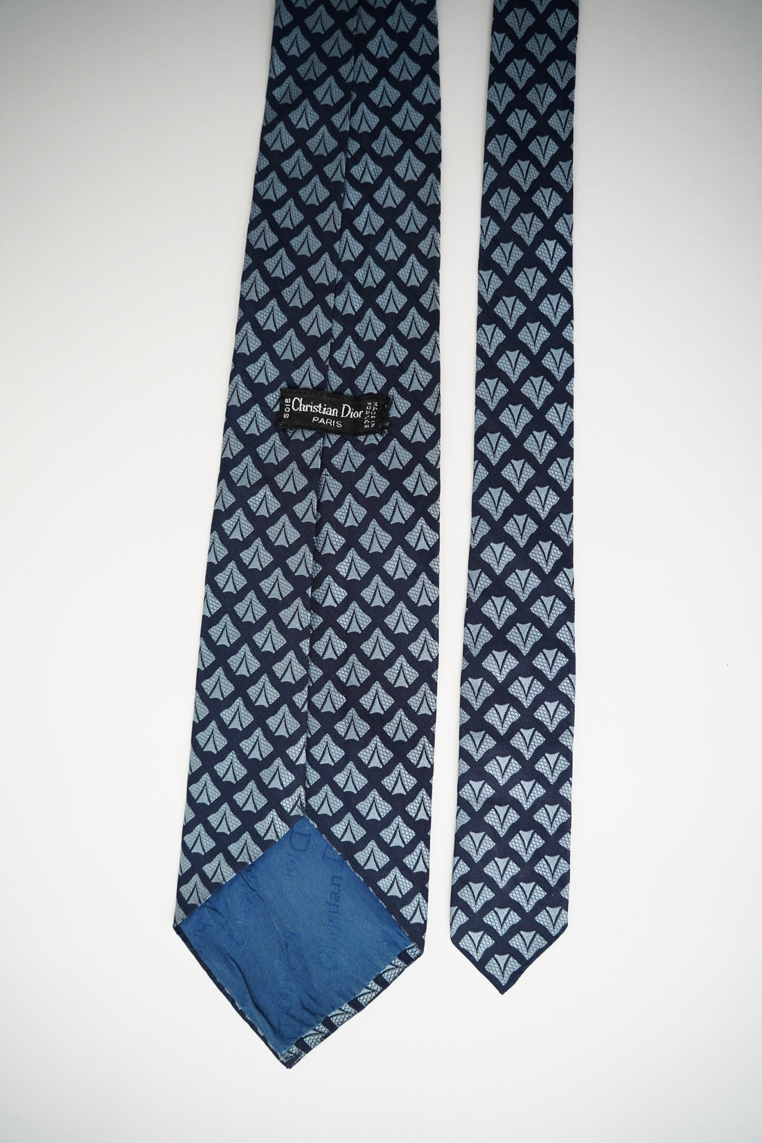 Christian Dior Navy and Gray Silk Tie