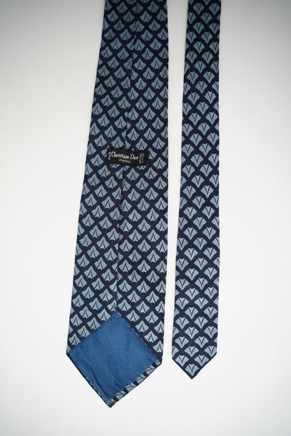 Marineblaue und graue Seidenkrawatte von Christian Dior