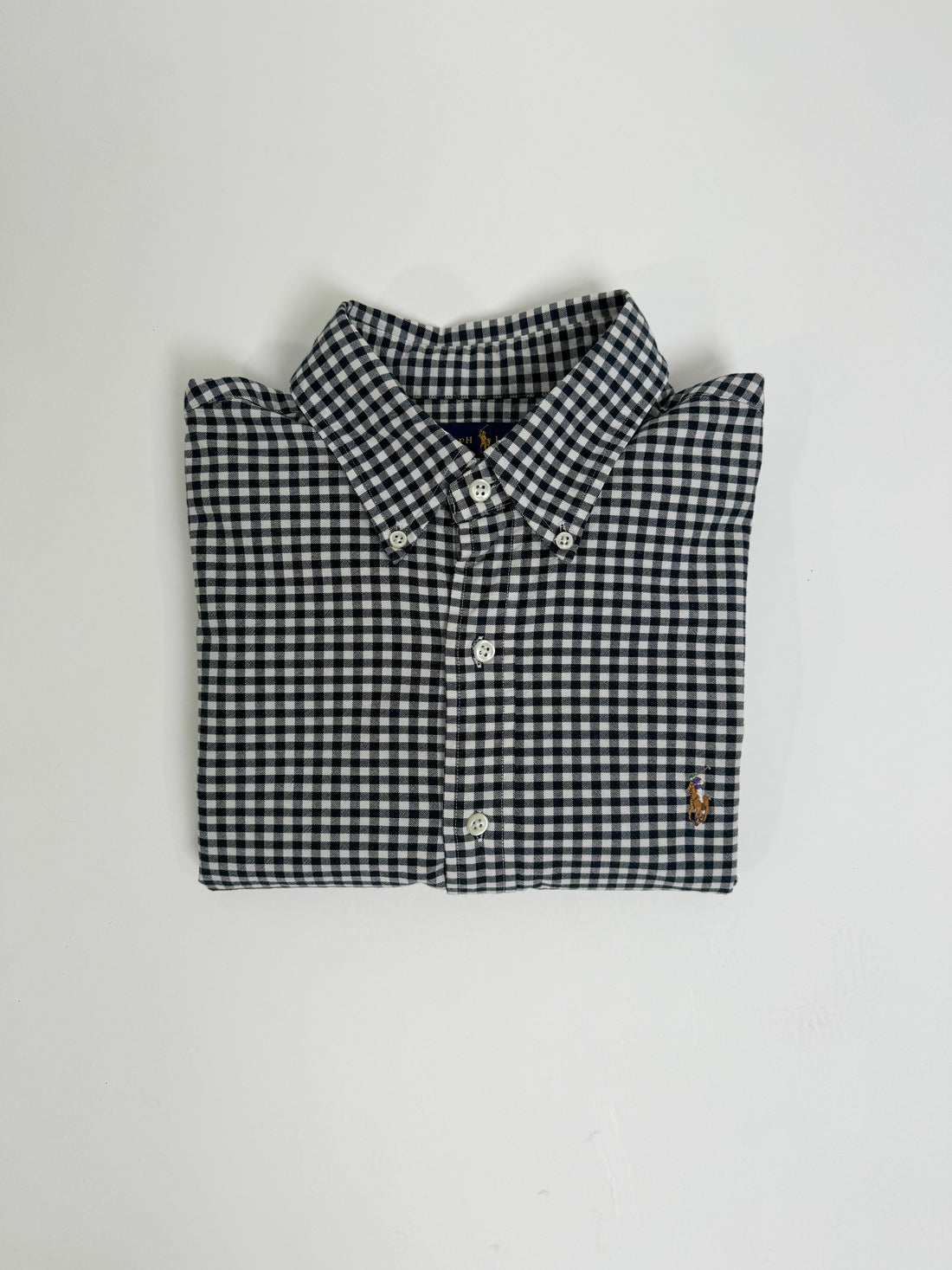 Ralph Lauren Slim Fit Black &amp; White Checkered Strech Oxford Shirt