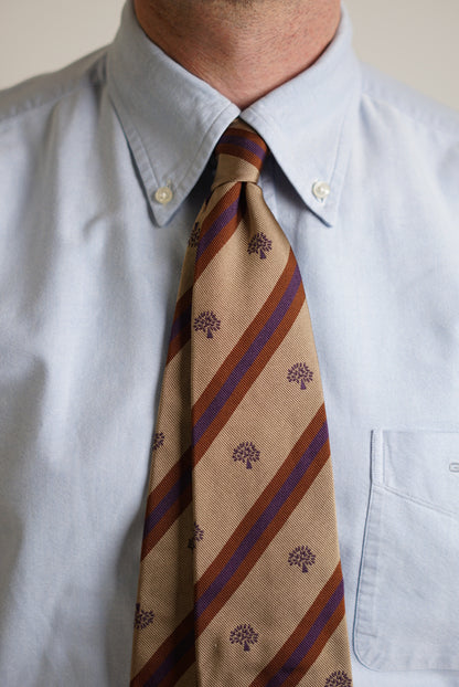 Mulberry Striped Logo Tie