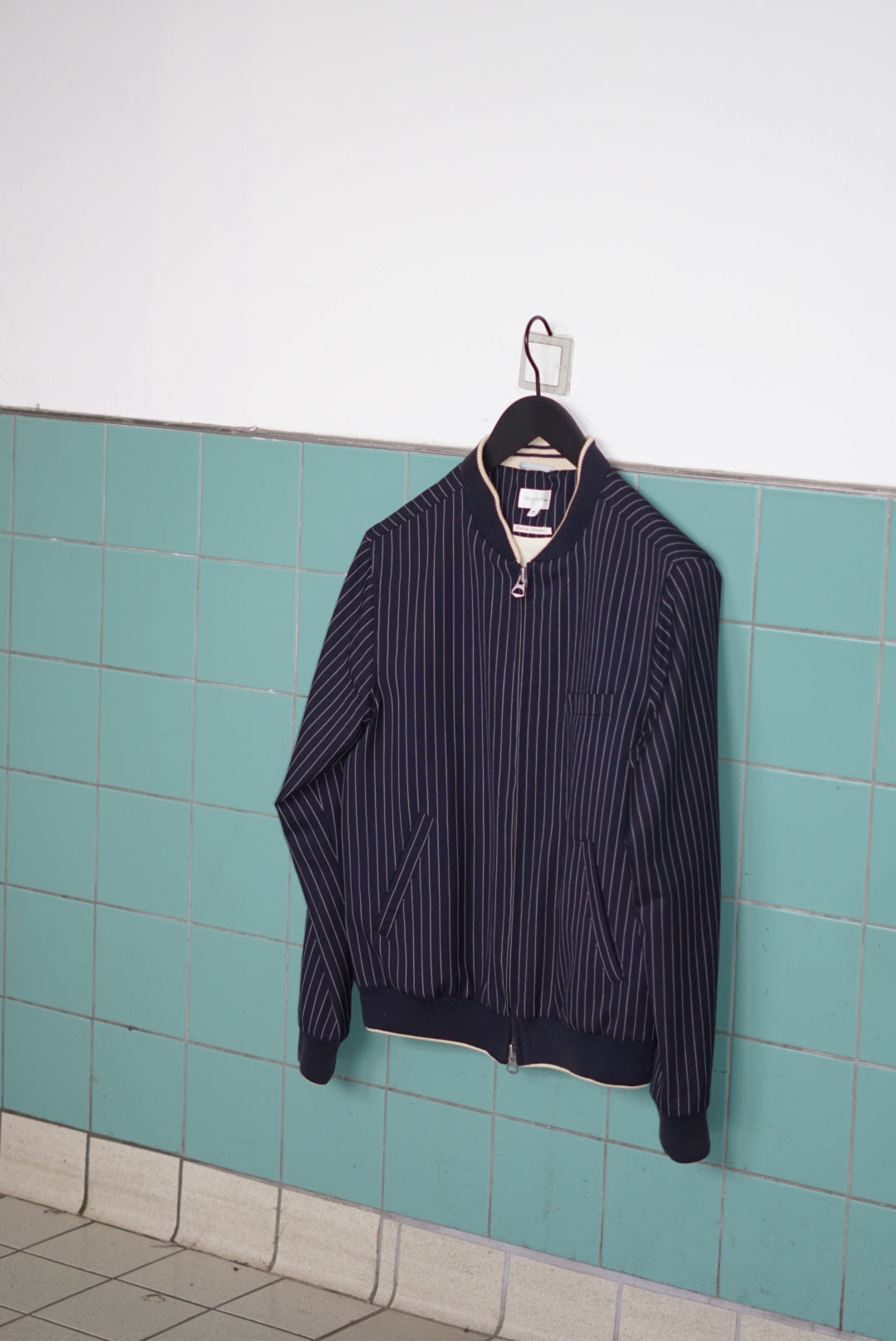 Gant Rugger Blue &amp; White Pinstripe Bomber Jacket