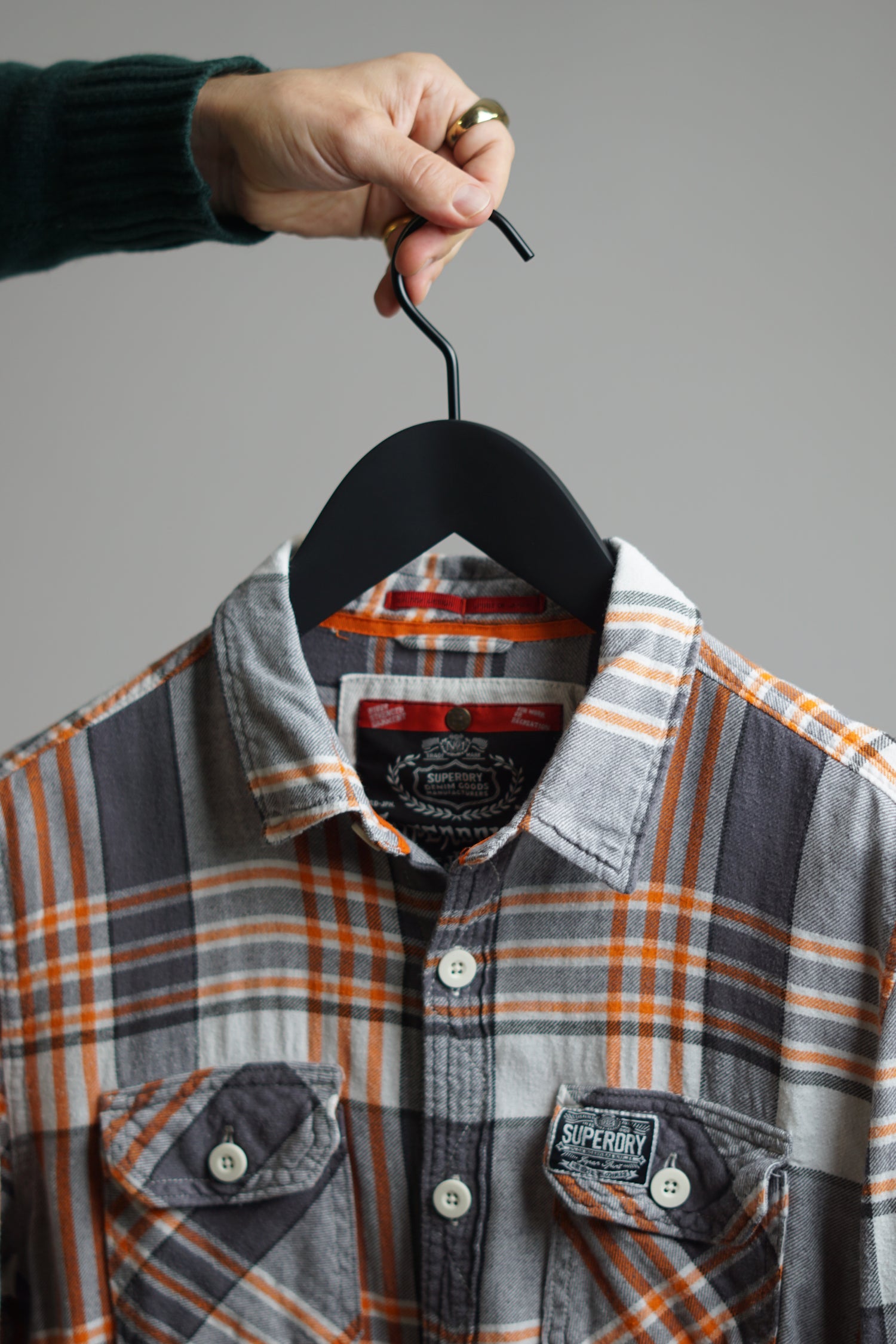 Superdry Foresters Checkered Grey &amp; Orange Shirt