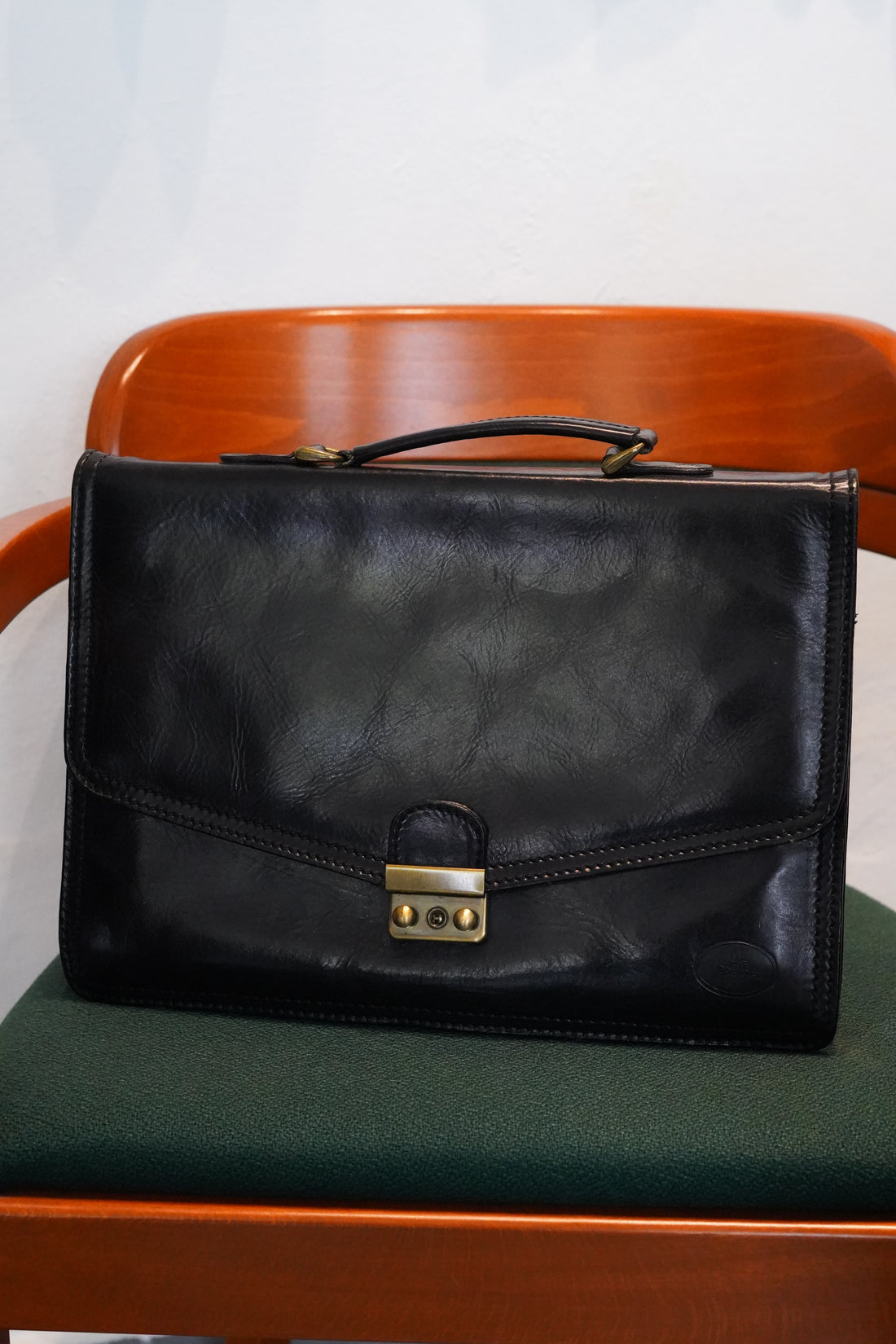 Vintage Black Leather Attaché Case
