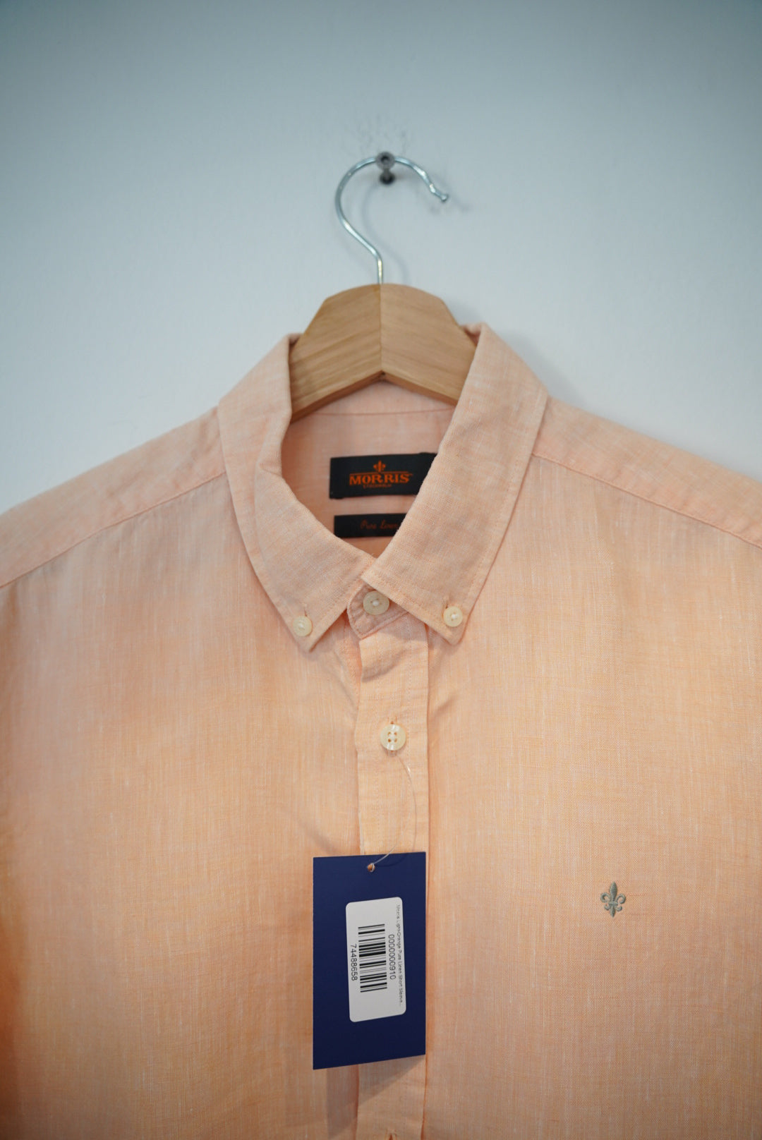 Morris Light-Orange Pure Linen Short Sleeved Shirt
