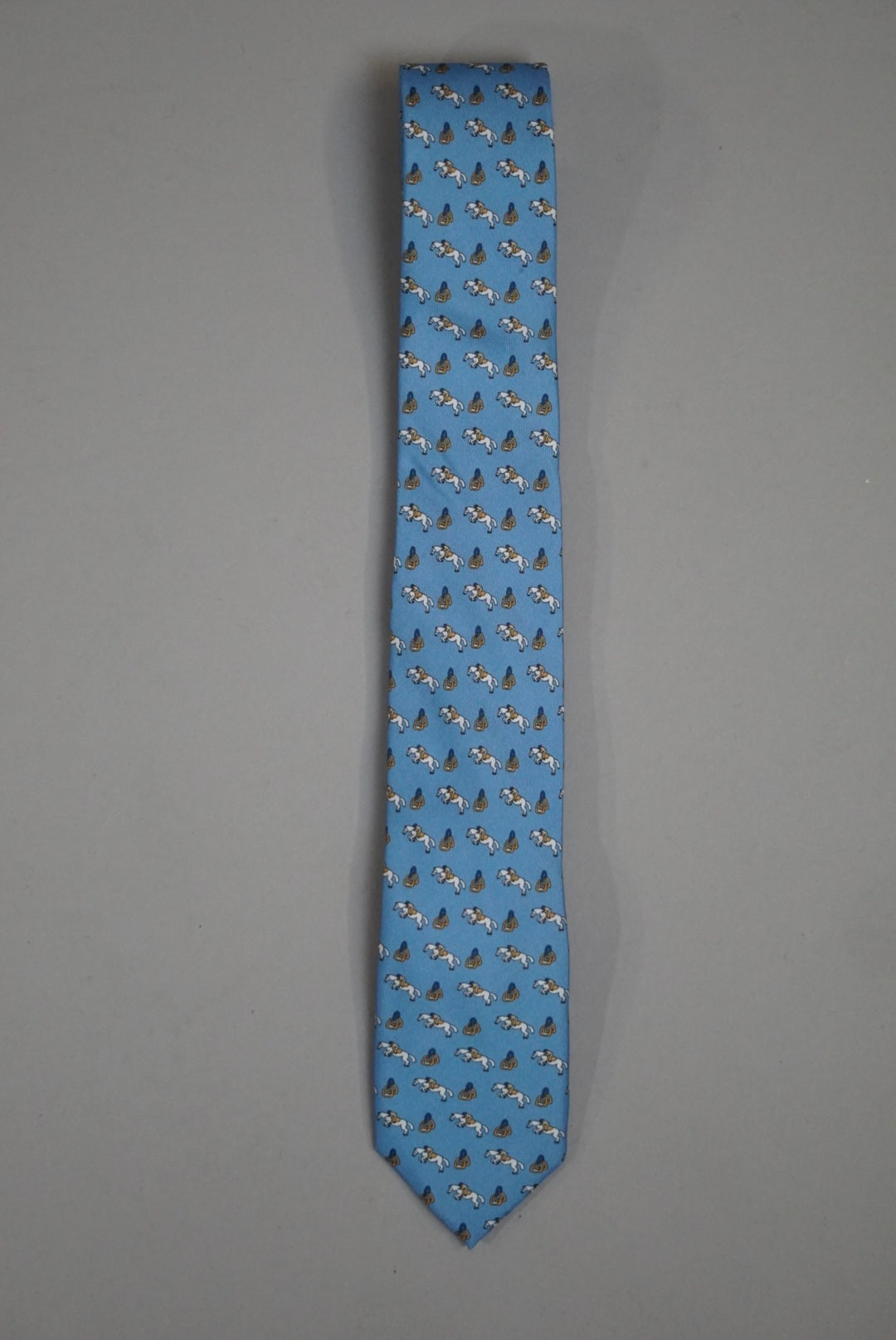 An Ivy Blue Horse Pattern Silk Tie