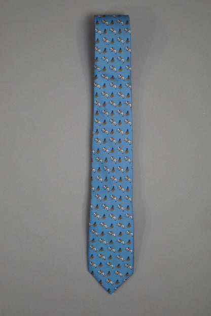 An Ivy Blue Horse Pattern Silk Tie