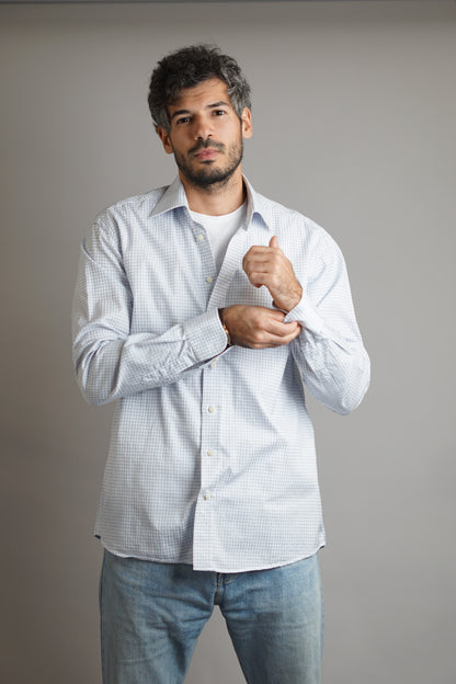 Sand Copenhagen Light Checkered Cotton Shirt