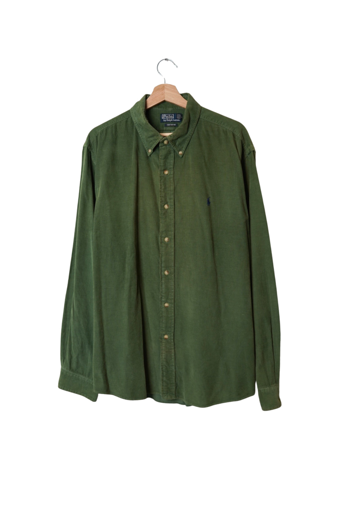 Ralph Lauren Green Custom Fit Corduroy Cotton Shirt