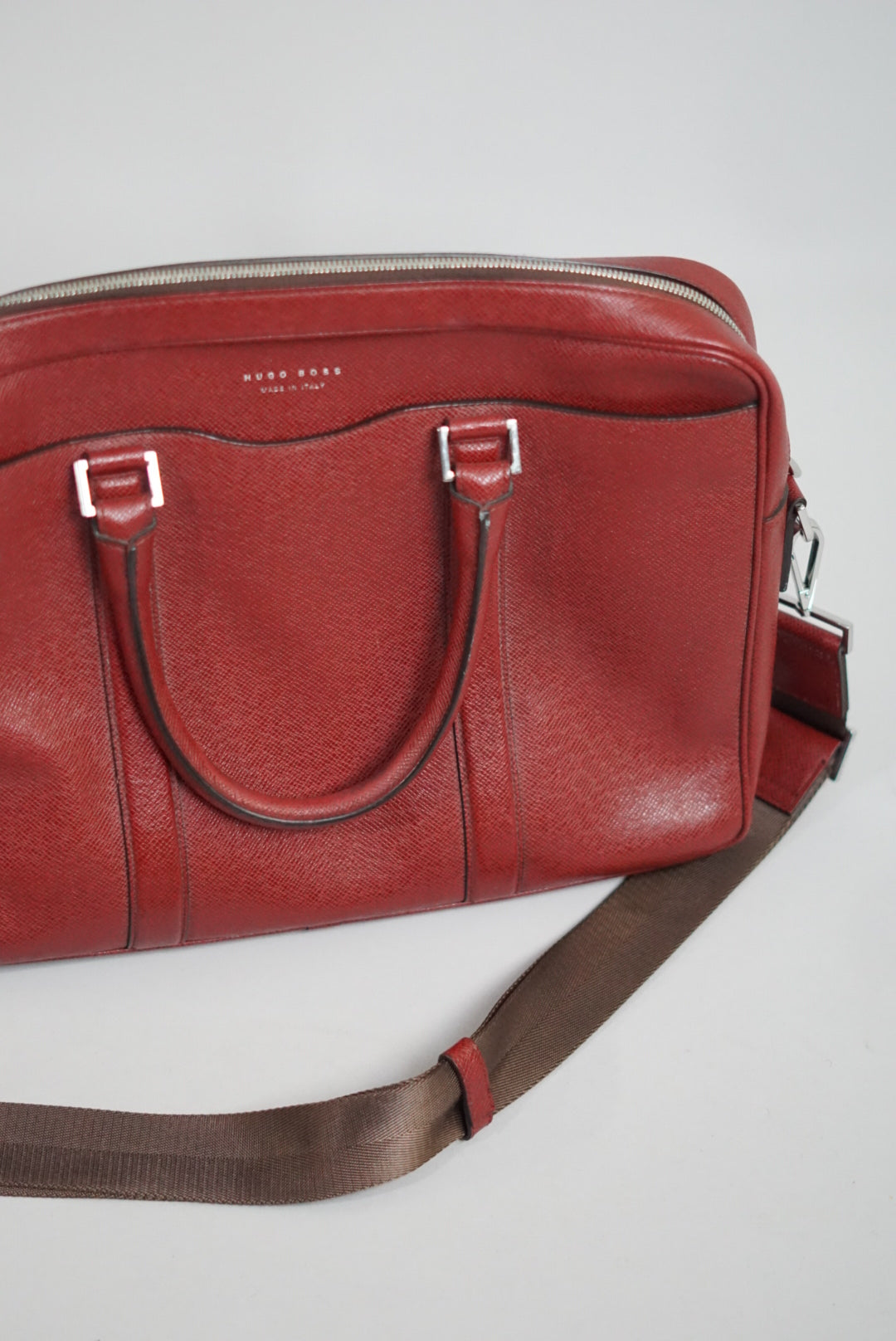 Hugo Boss Red Leather Attaché Case