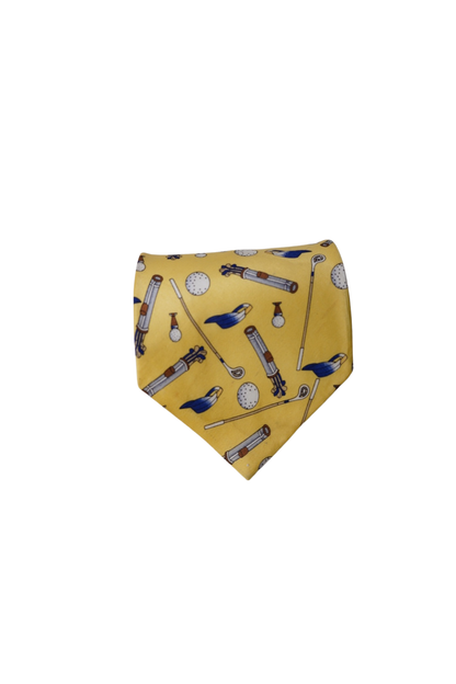Giorgio Armani Yellow Golf Print Silk Tie