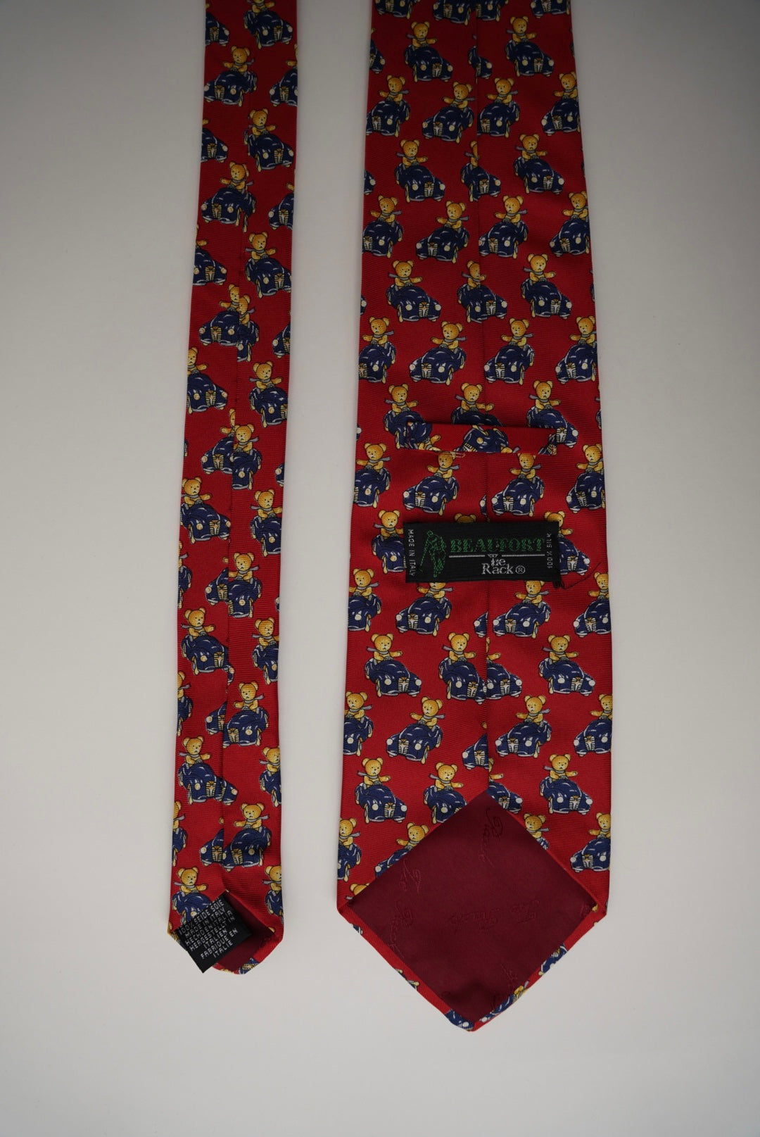 Beaufort Red Teddy Bear Print Silk Tie