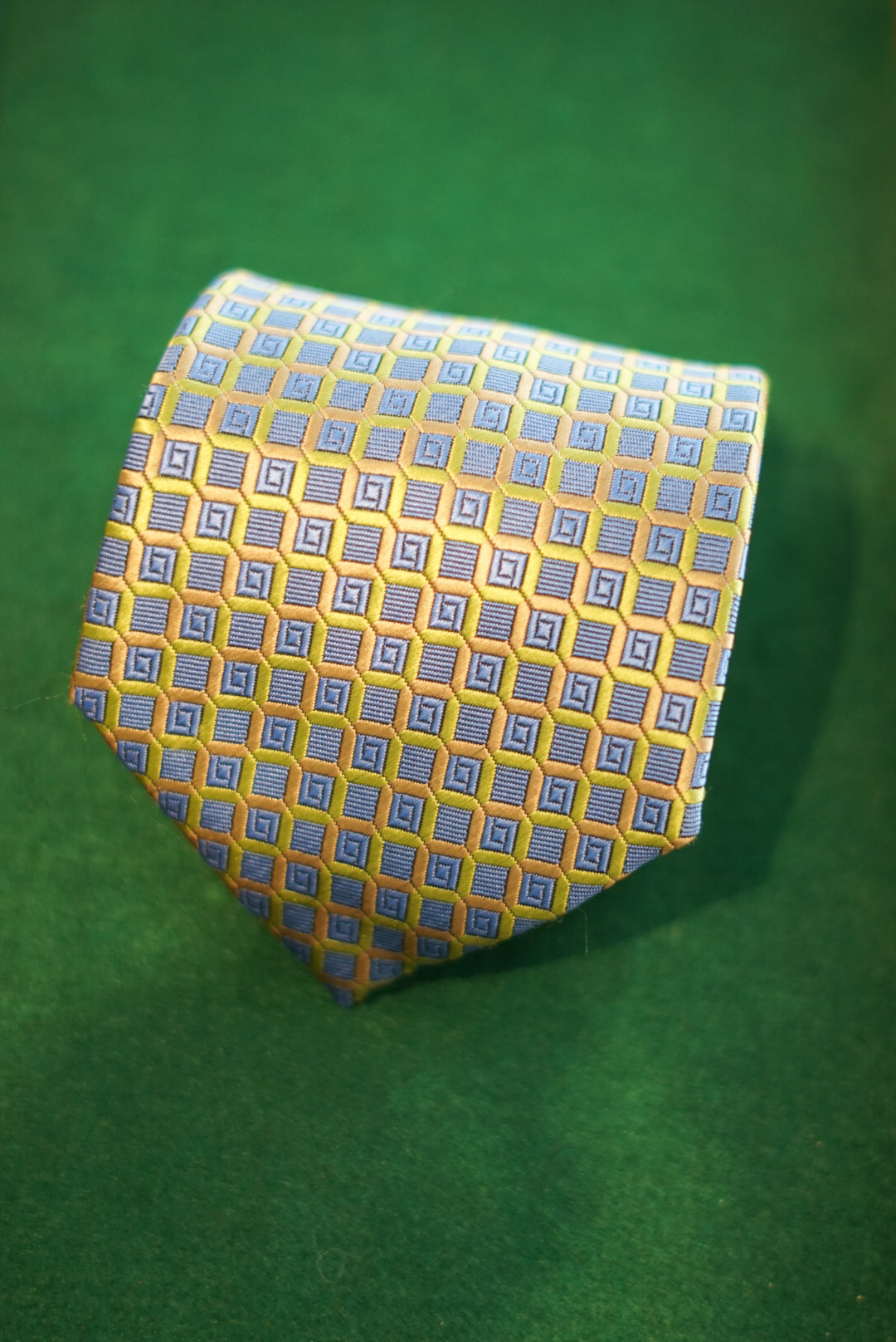 Giorgio Armani Green and Blue Square Silk Tie