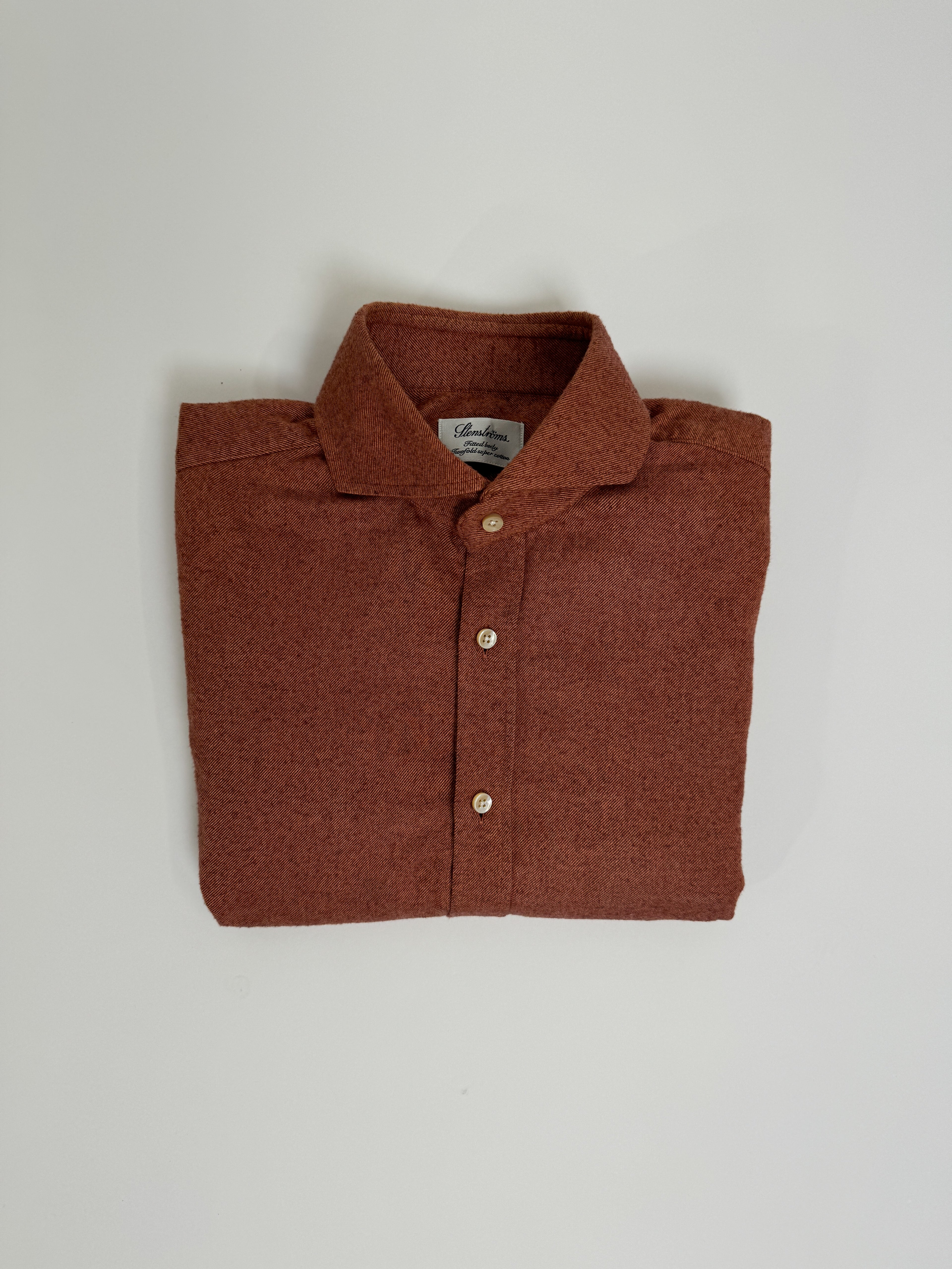 Stenströms Fitted Red/Brown Twofolded Shirt