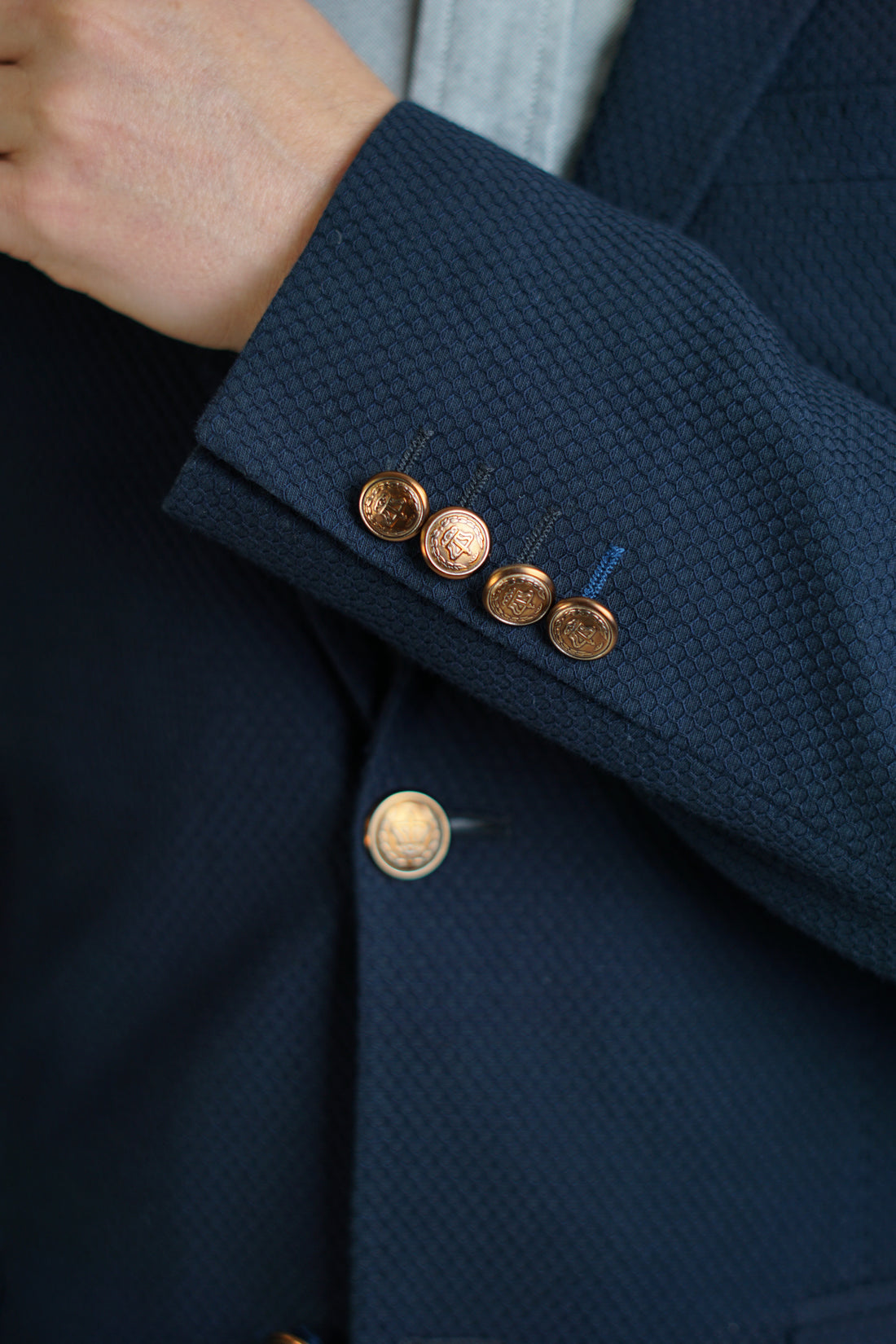 Sand Copenhagen Ringo Soft Navy Gold Buttons Blazer