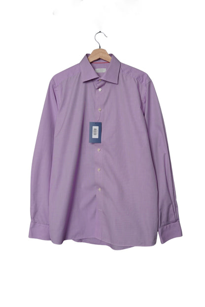 Eton Pink Checkered Contemporary Cotton Business Shirt