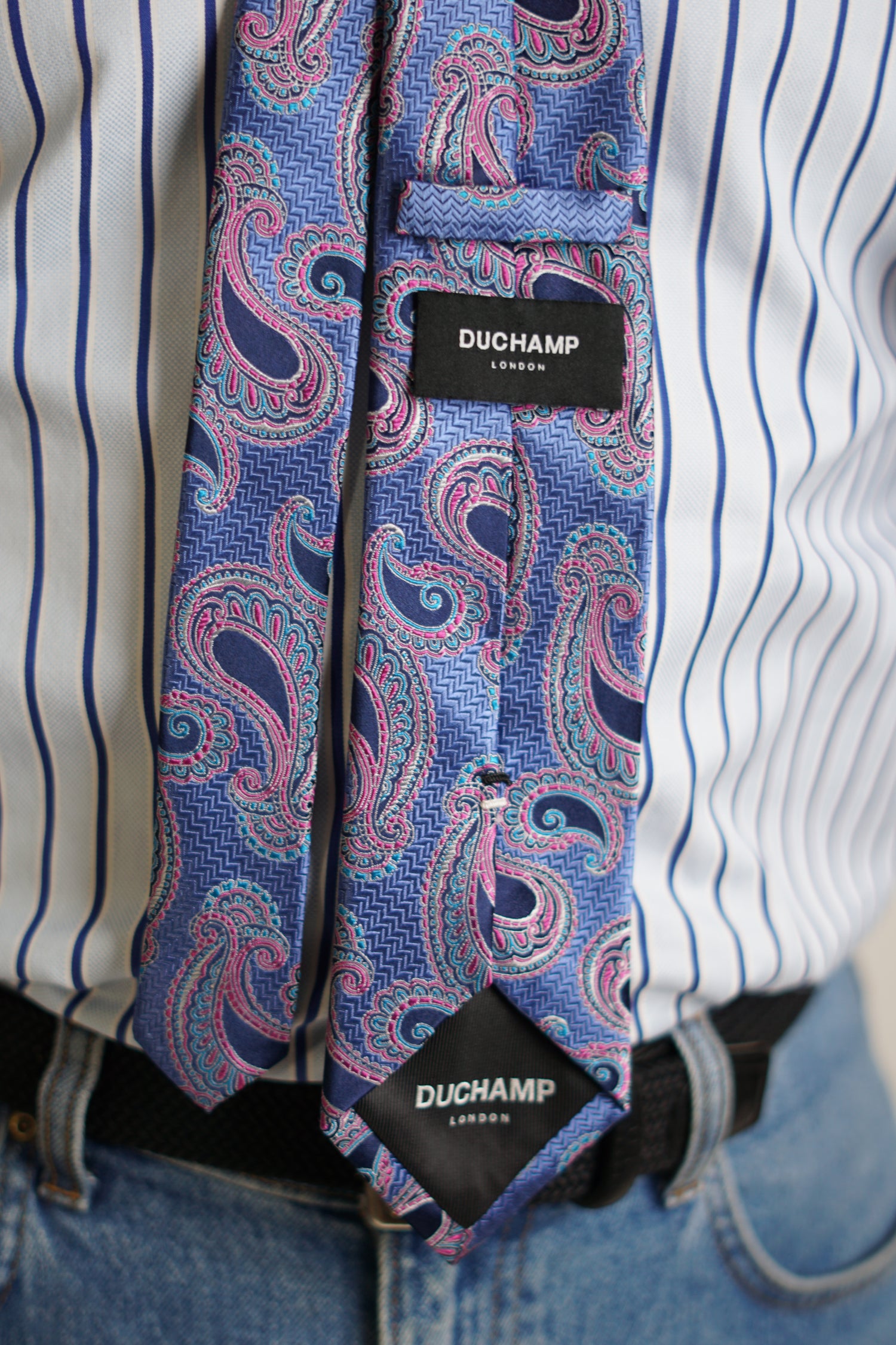 Duchamp London Blue Paisley Silk Tie