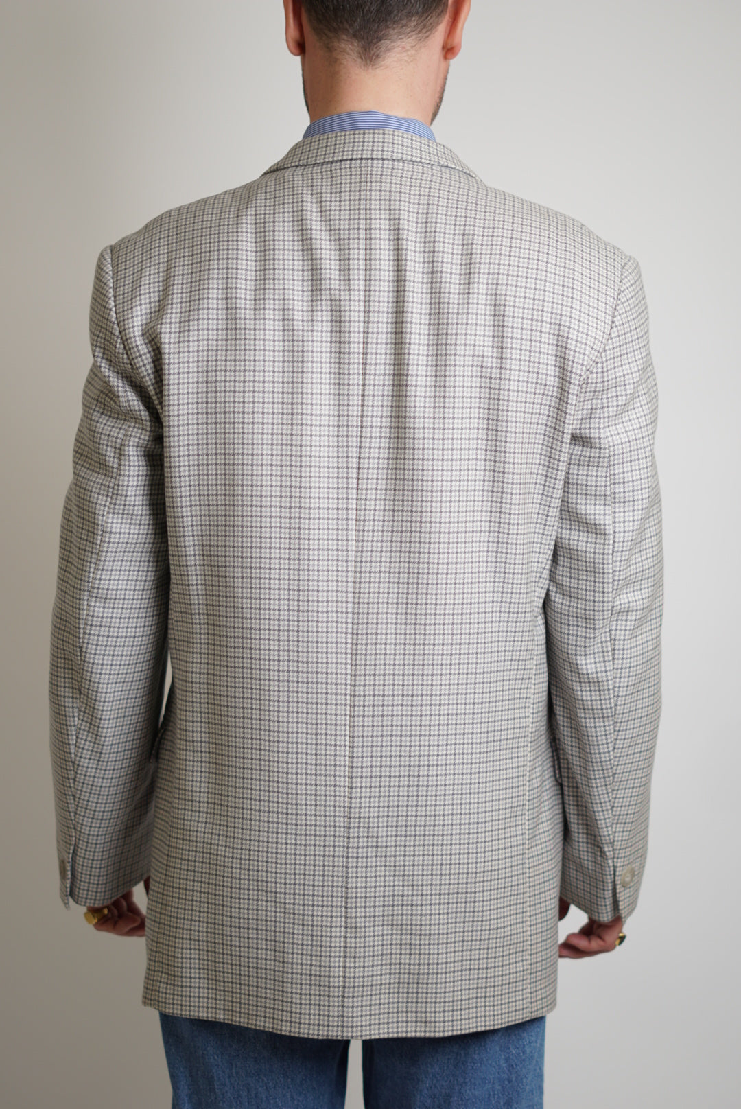 Vintage Light Houndstooth Wool Blazer