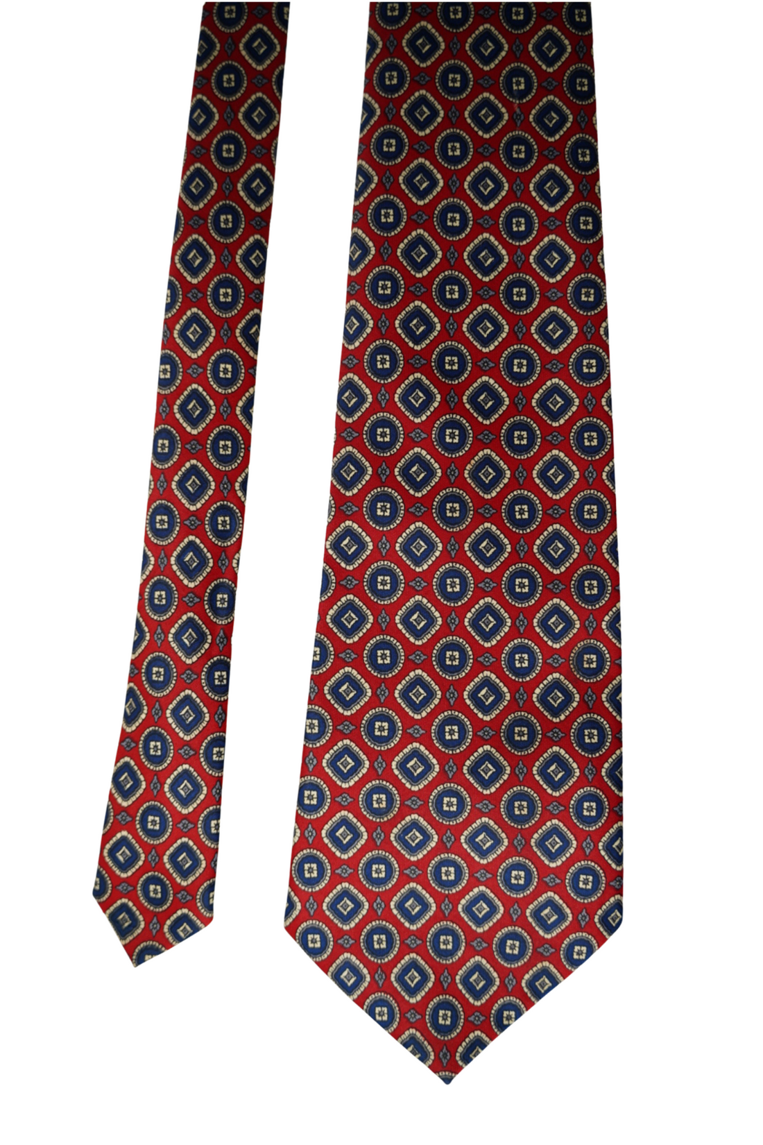 René Chagal Red and Navy Dotted Hand Made Silk Tie