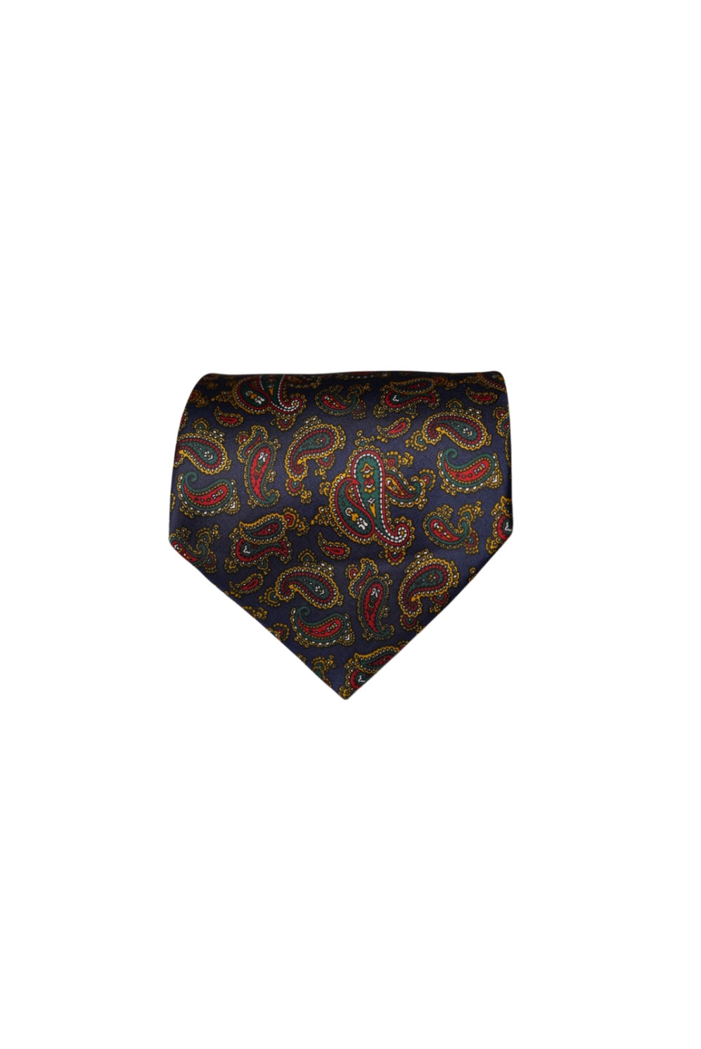 Navy, Red, Gold and Green Paisley Silk Tie