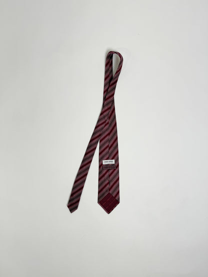 Giorgio Armani Darkred and White/Grey Striped Tie