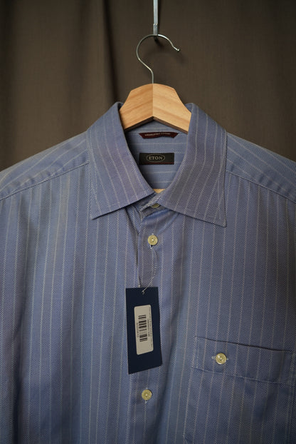 Eton Light Blue Striped Wrinkelfree Cotton Shirt