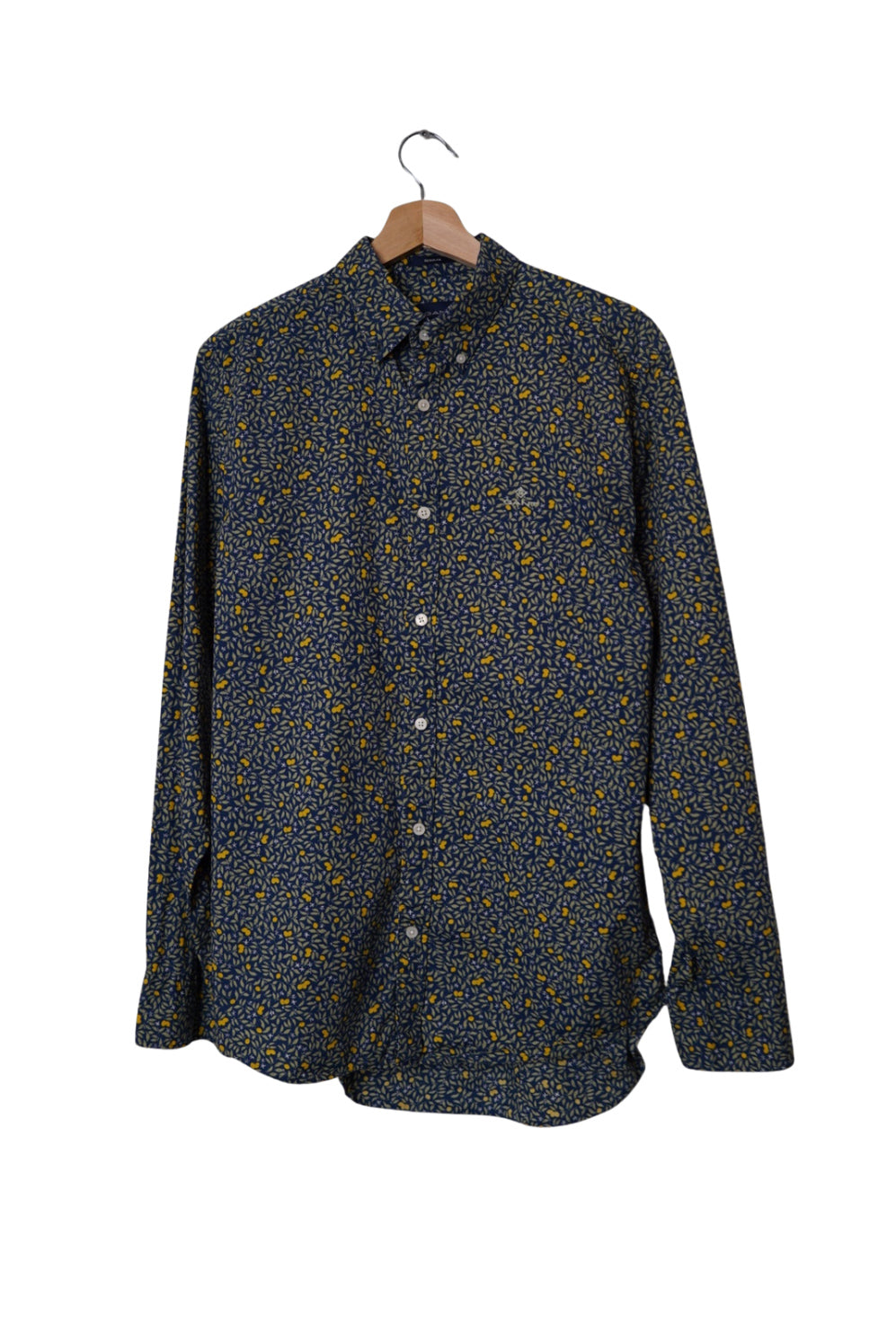 Gant Navy Leaf and Lemon Print Regular Cotton Shirt