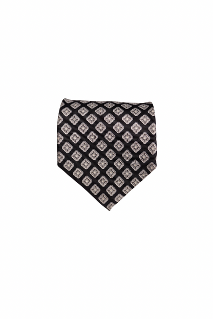 Hugo Boss Black and White Flower Dotted Silk Tie