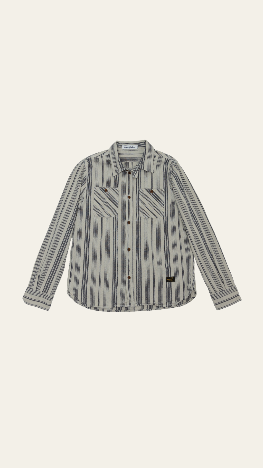 Kings Of Indigo White &amp; Blue Striped Overshirt