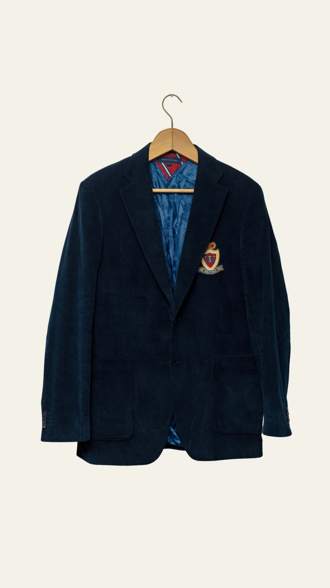 Tommy Hilfiger Navy Velvet Crest Blazer