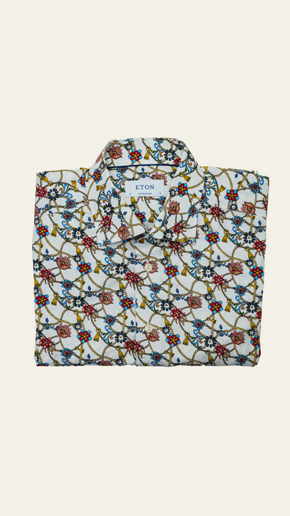 Eton Contemporary White Flower Shirt