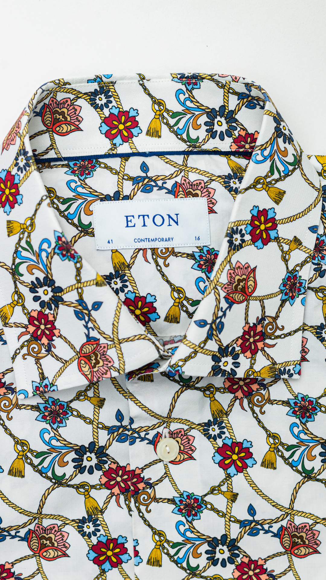 Eton Contemporary White Flower Shirt