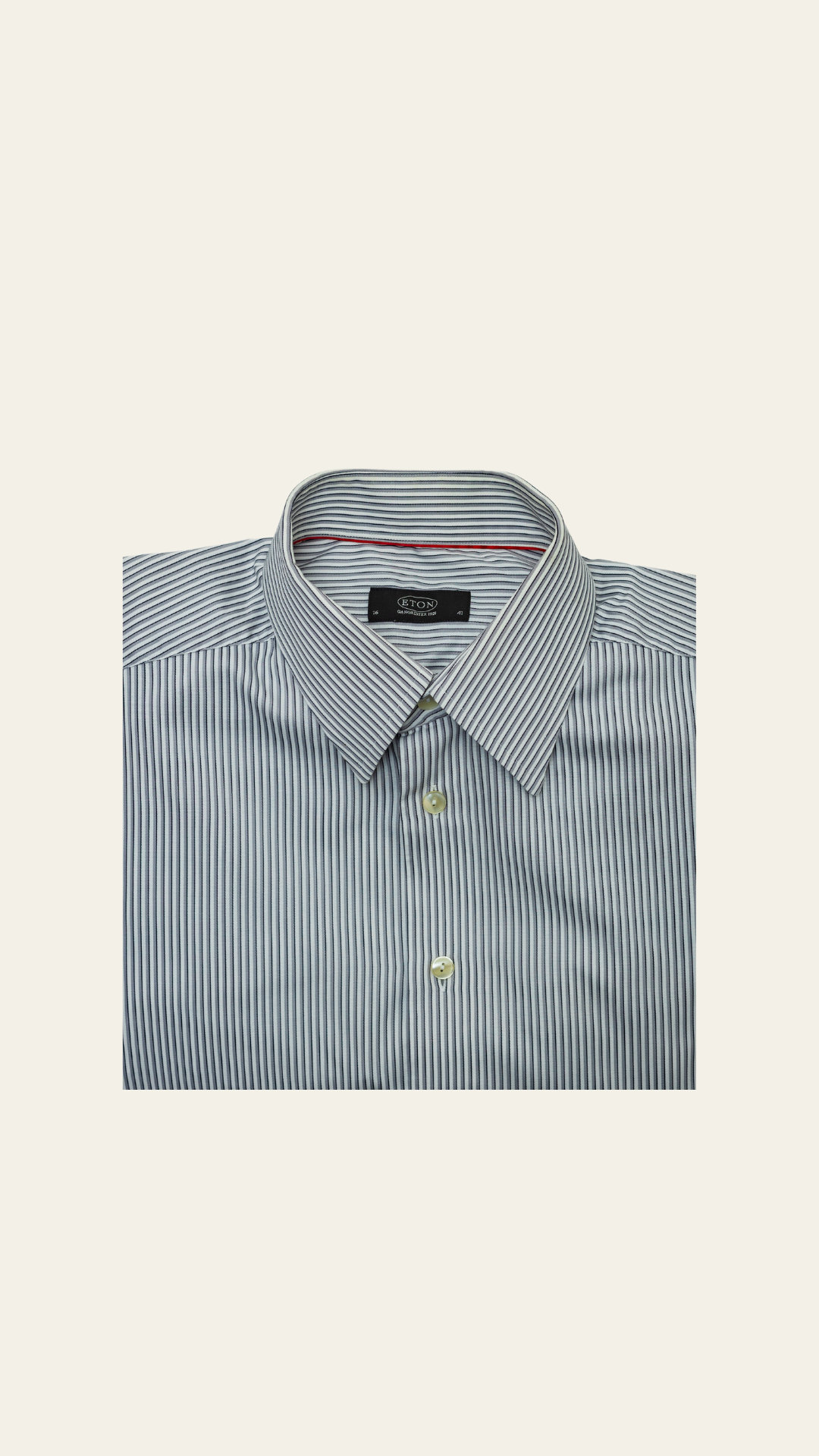 Eton Grey &amp; White Striped Shirt