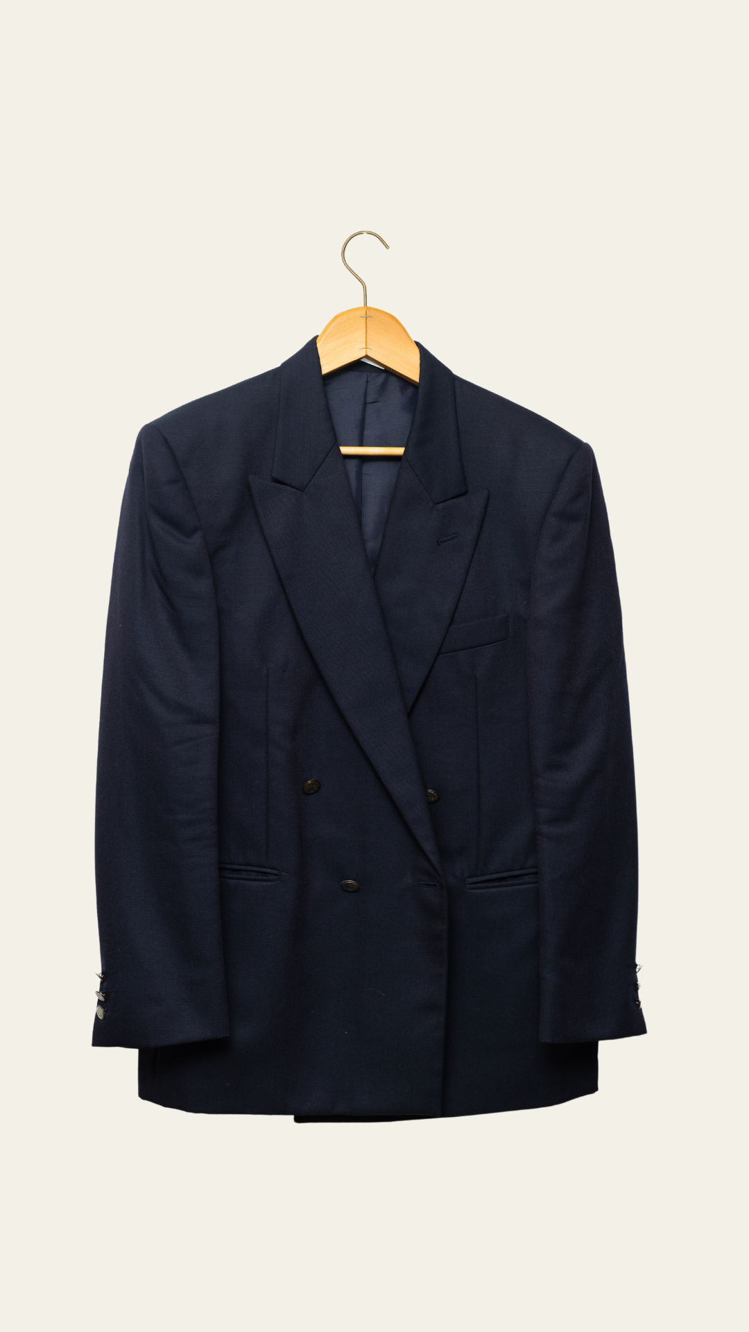 Vintage Navy Double Breasted Wool Blazer