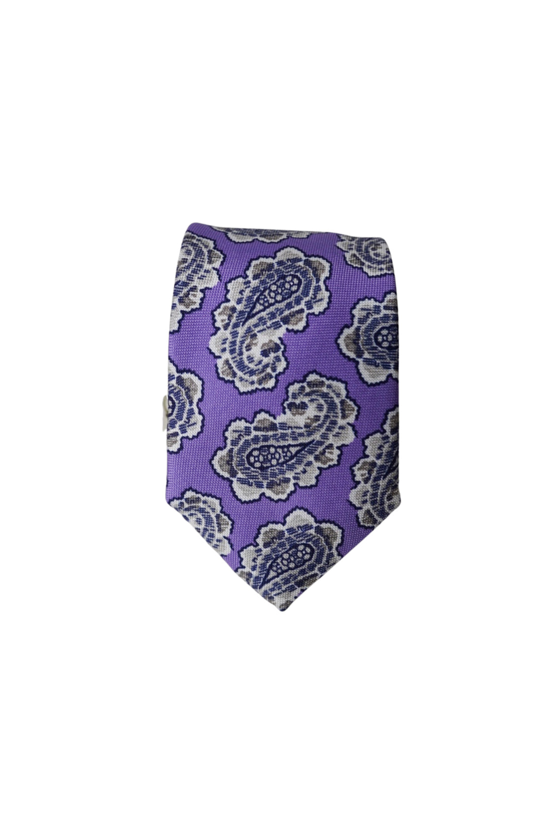 Eton Purple Paisley Print Silk Tie
