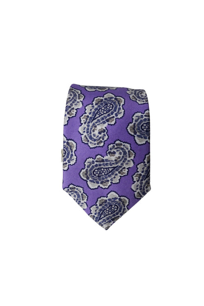 Eton Purple Paisley Print Silk Tie