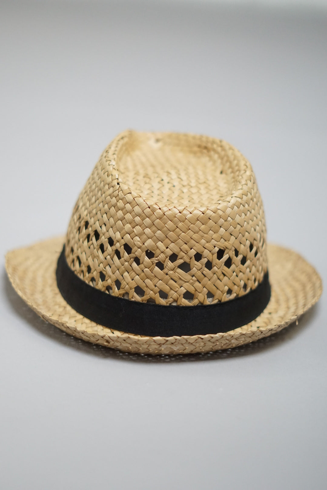 Straw Hat with Black Ribbon