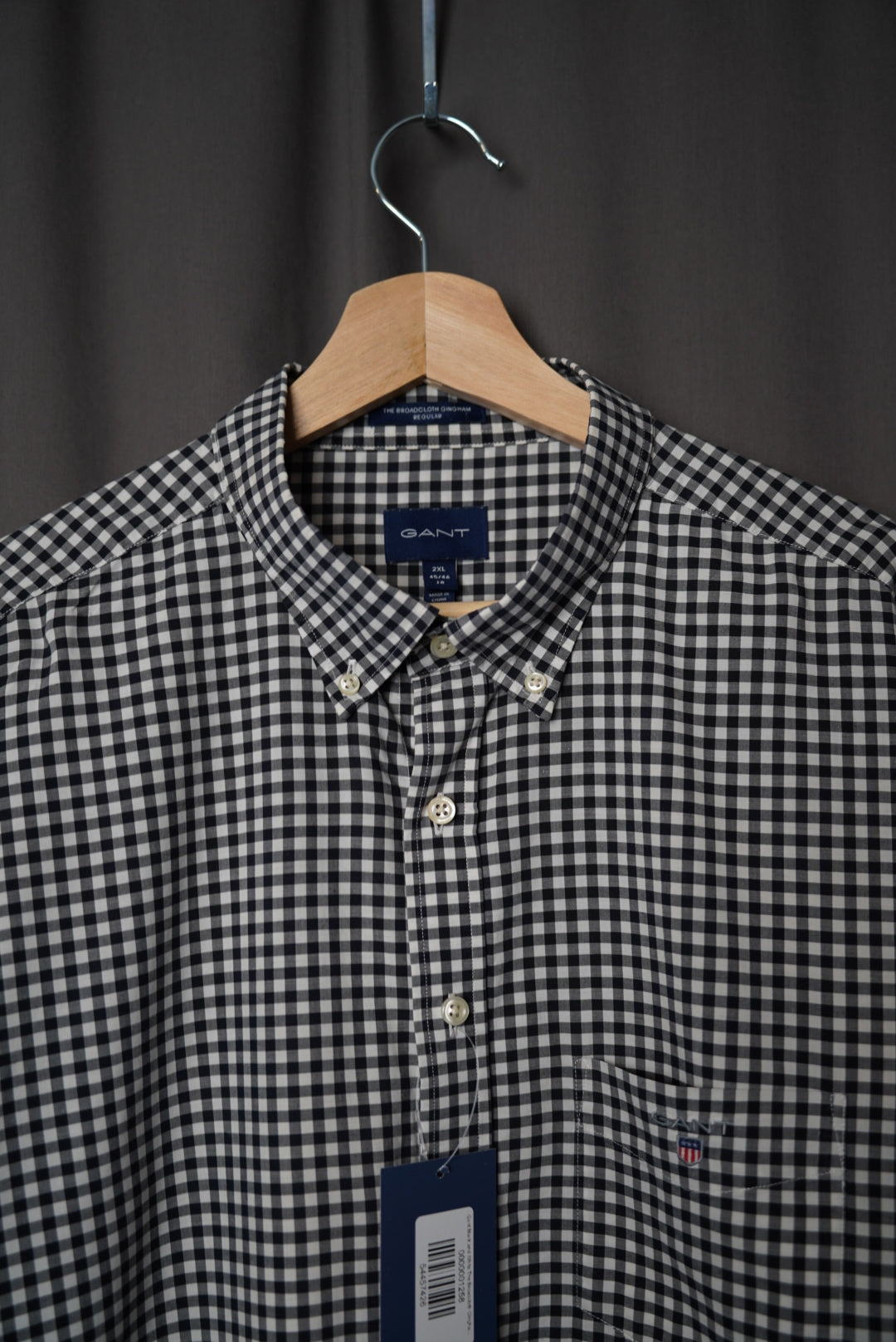 Gant Black and White The Broadcloth Gingham Regular Cotton Button Down Shirt