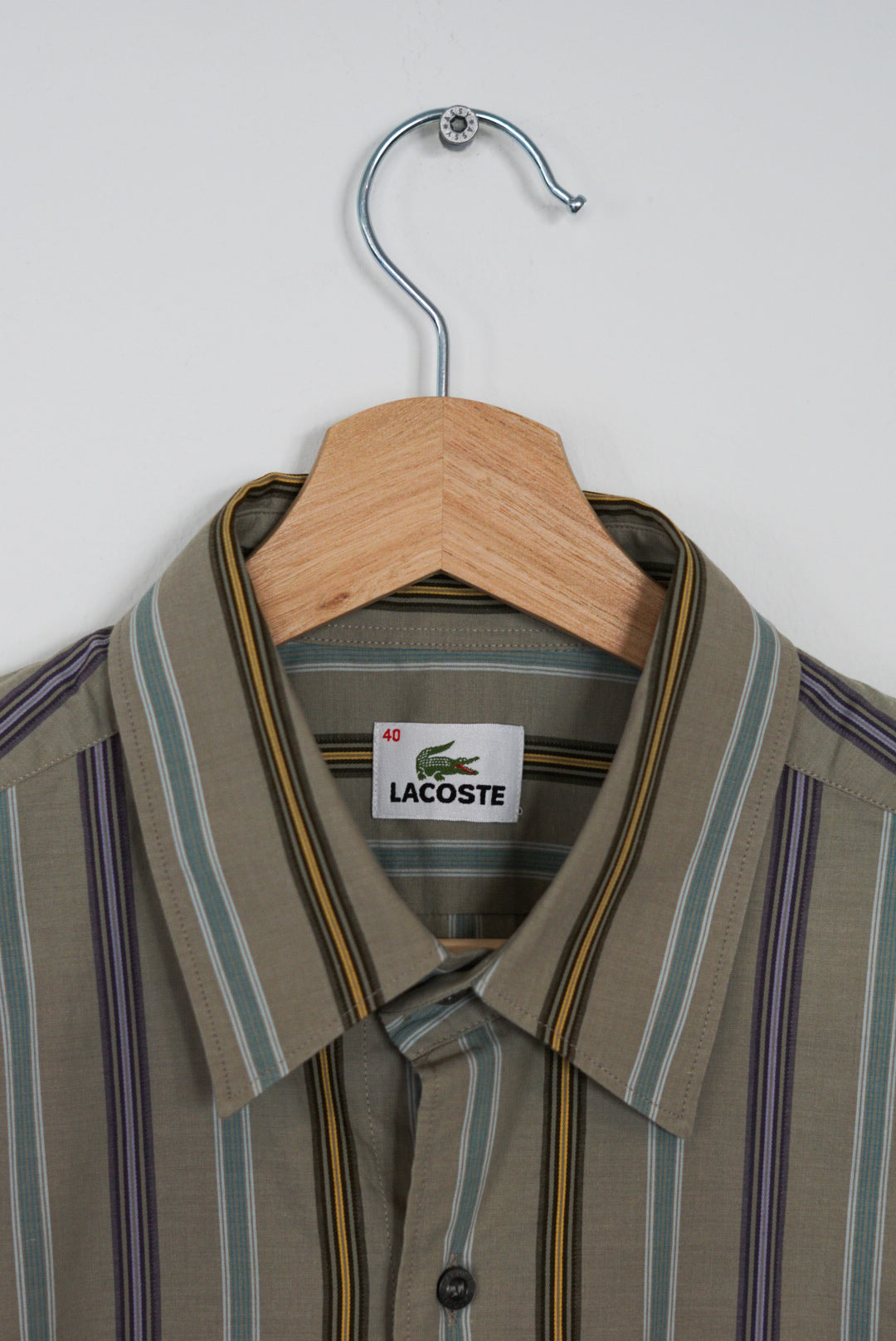 Lacoste Green Striped Vintage Cotton Shirt