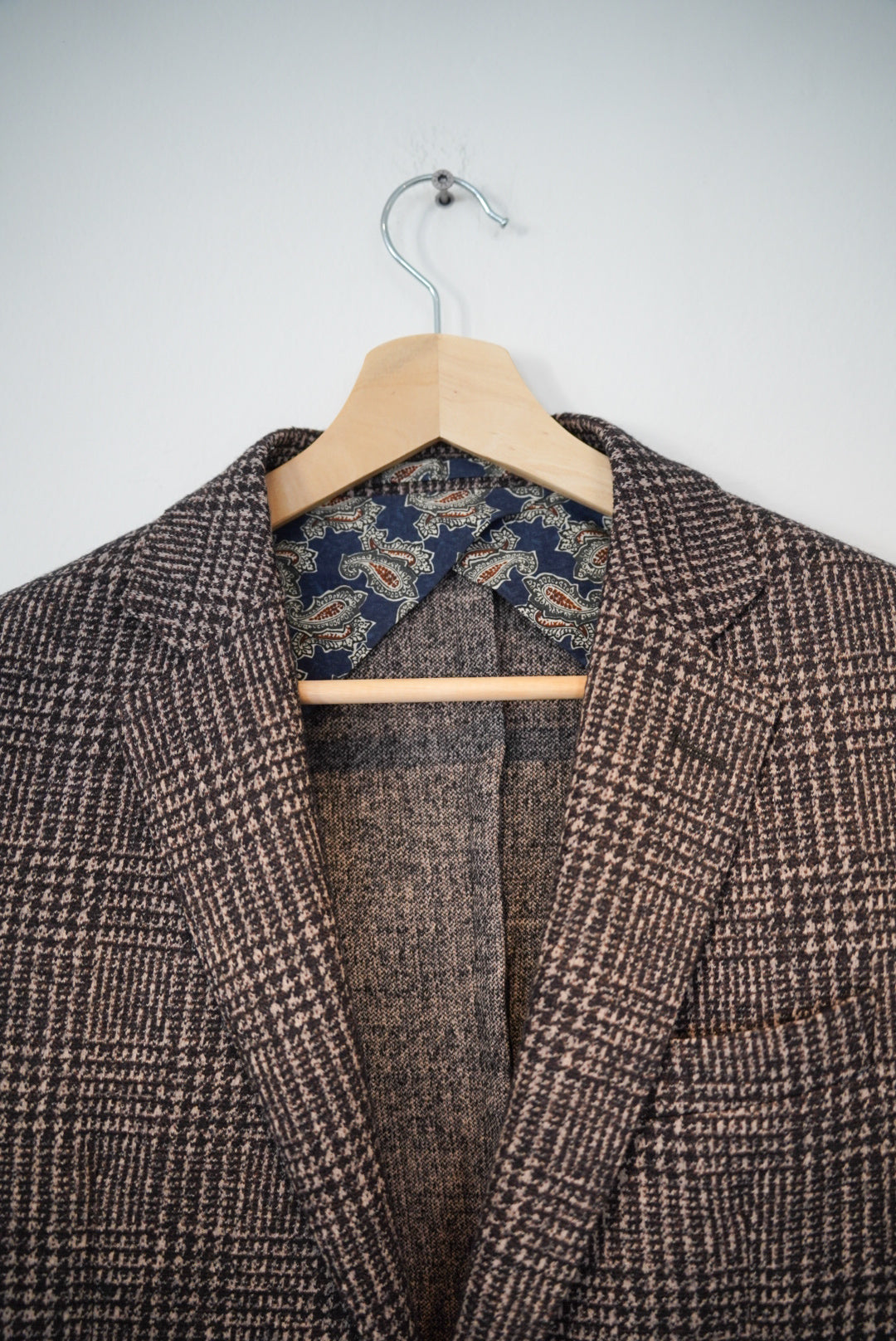 Sand Copenhagen Brown and Beige Checkered Virgin Wool Blazer