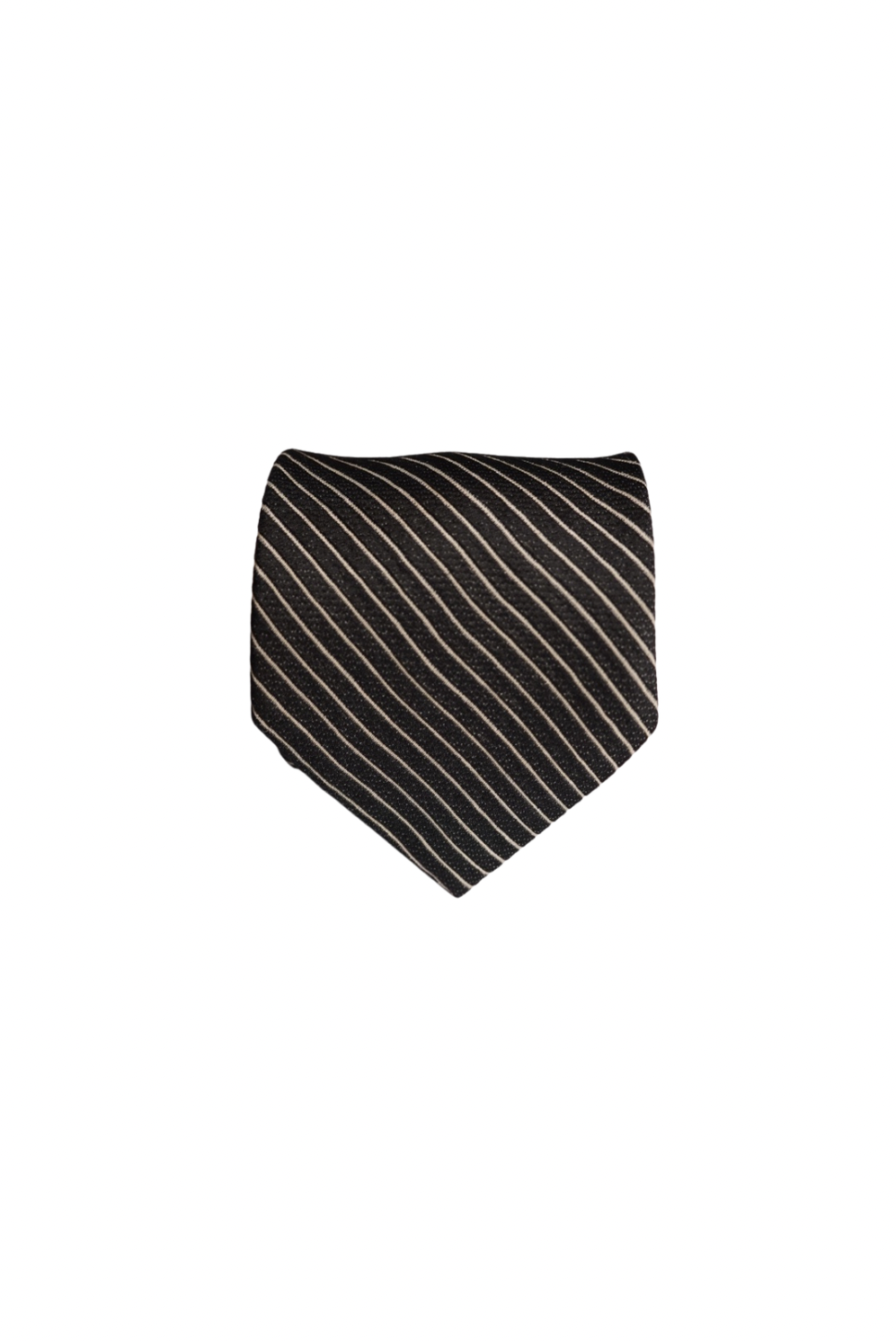 Corneliani Dark Grey and White Striped Silk Tie