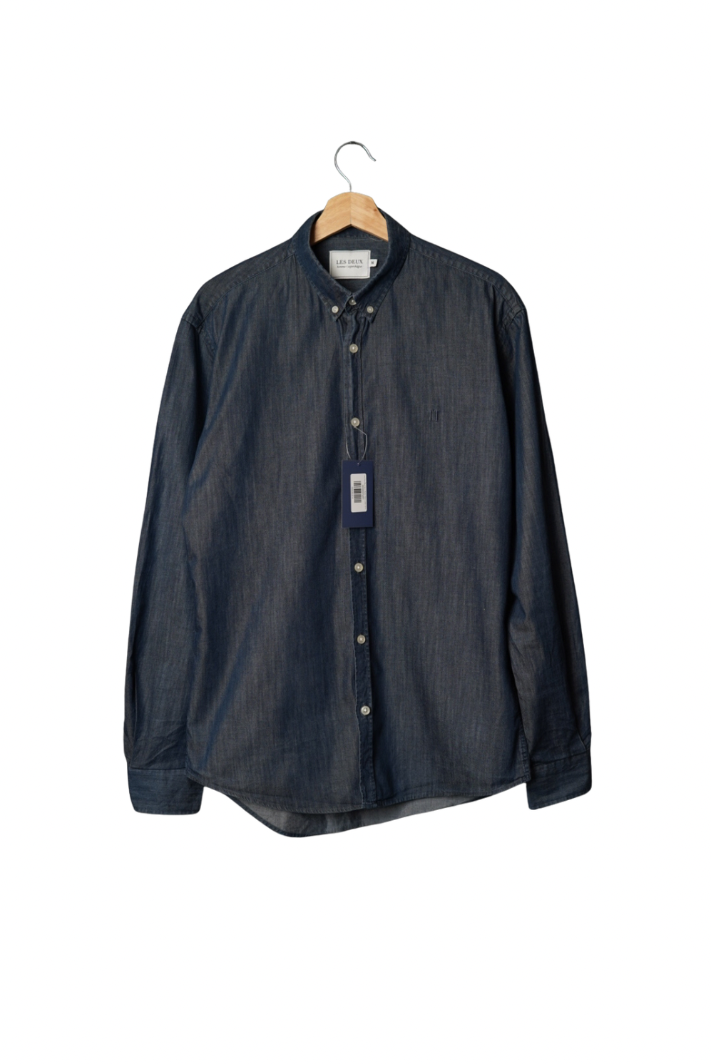 Les Deux Blue Denim Button Down Cotton Shirt