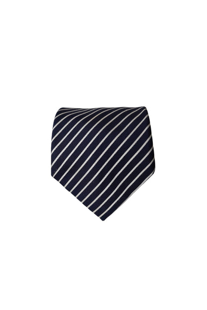 Pal Zileri Navy and White Stripet Silk Tie