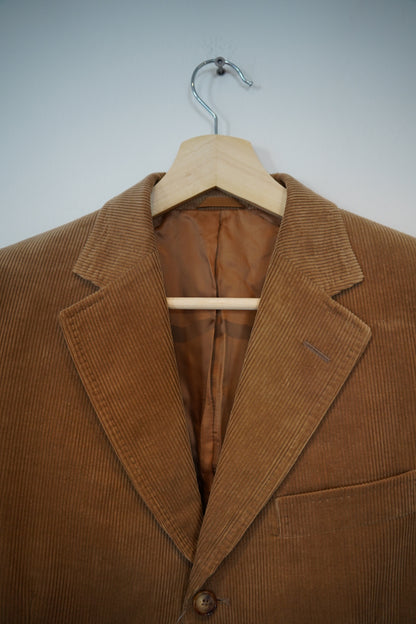 Ermenegildo Zegna Brown Simon Gray Corduroy Cotton and Cashmere Blazer