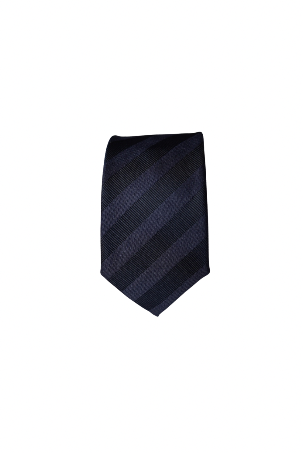 Hugo Boss Navy and Blue Striped Slim Silk and Linen Tie