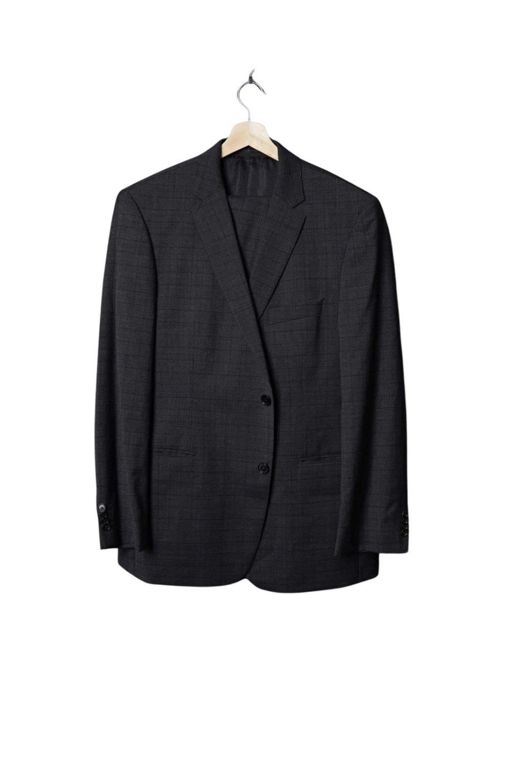 Hugo Boss Dark Grey Checkered Strech Virgin Wool Suit