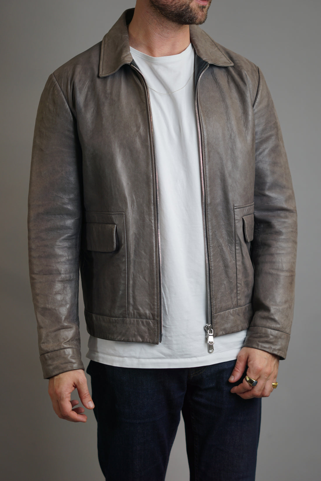 Gant Grey Leather Jacket