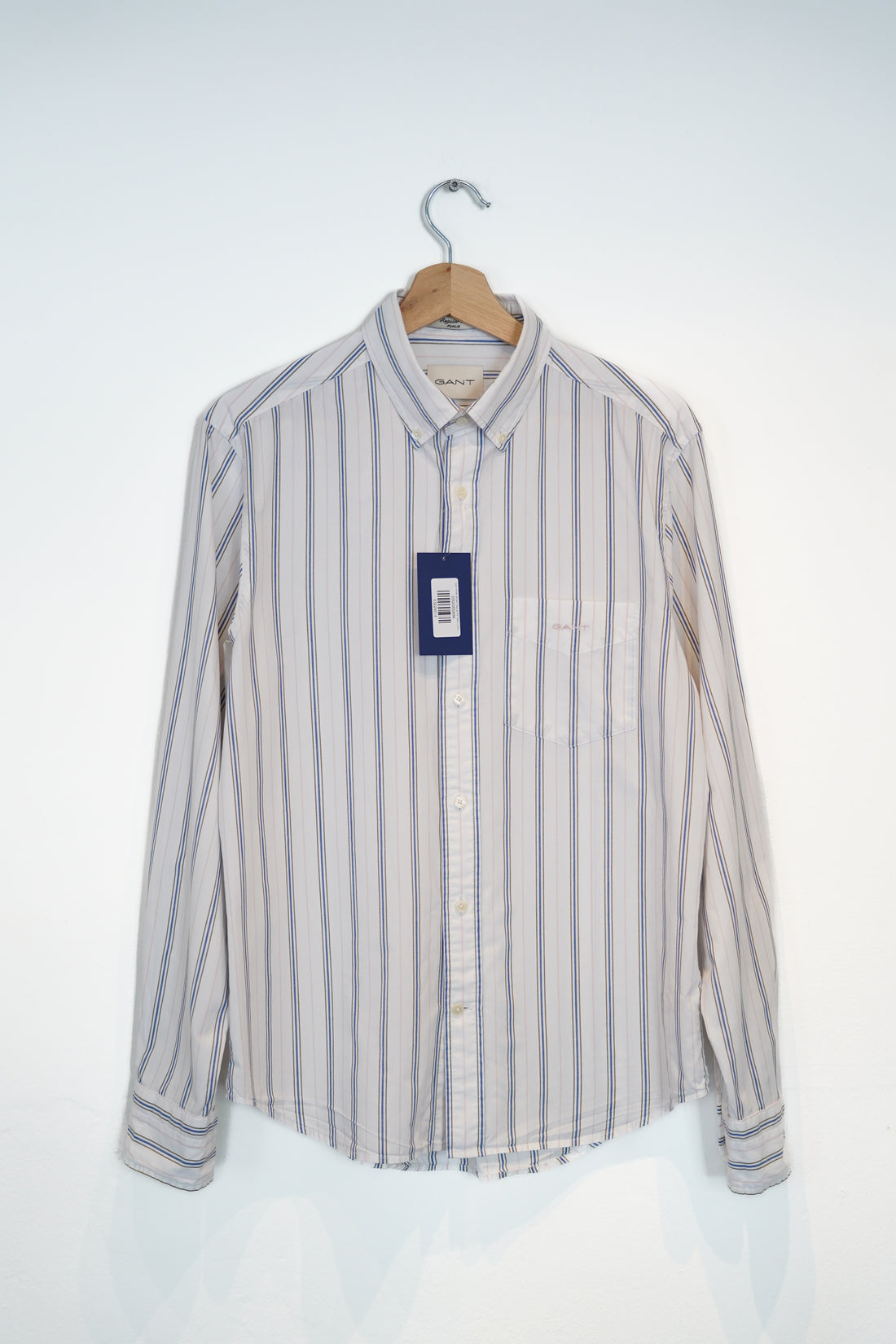 Gant White Striped Regular Fit Poplin Cotton Shirt