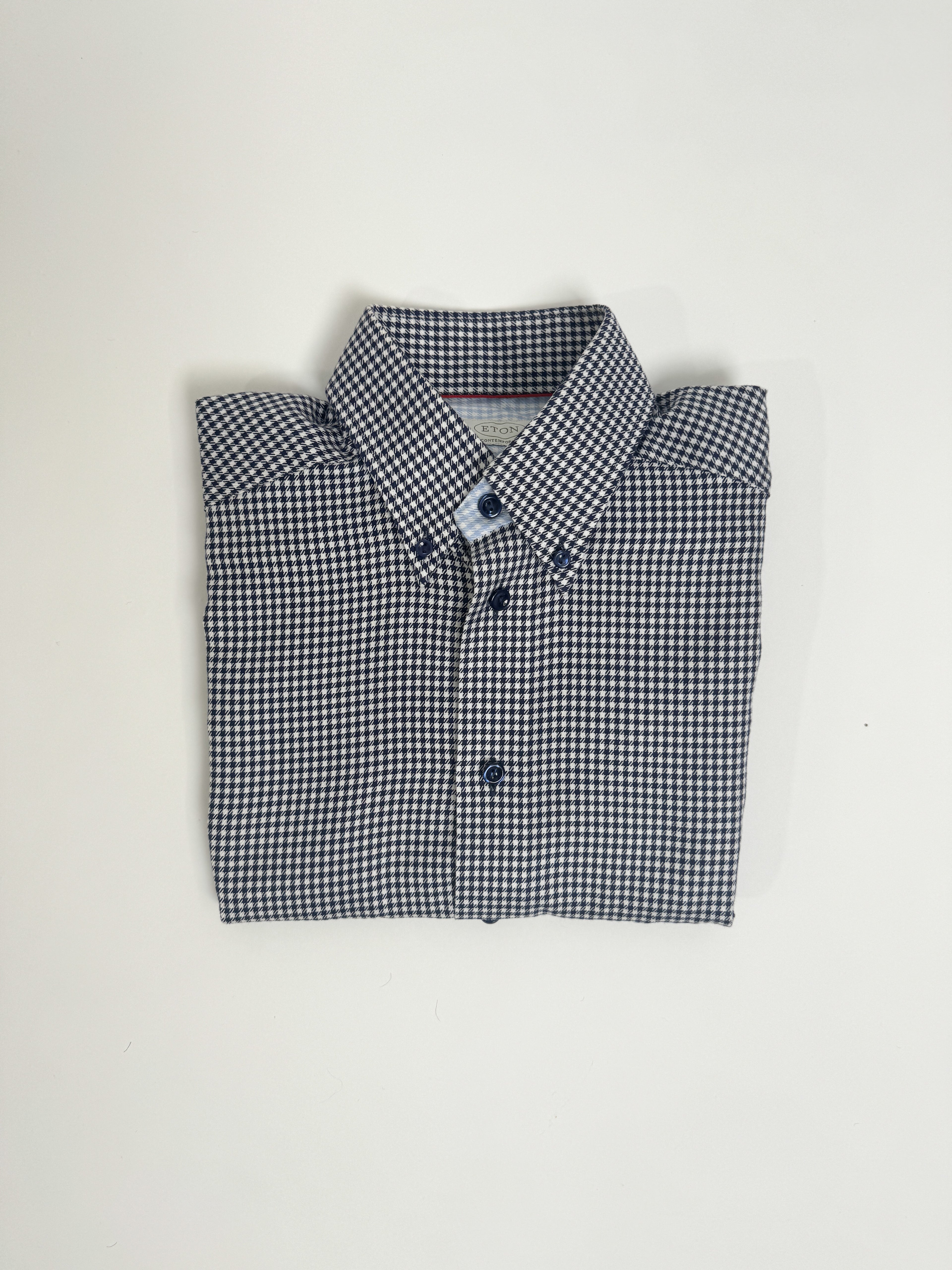 Eton Black and White Houndstooth Contemporary Overshirt